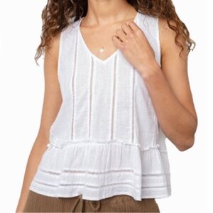 Rails Mira white linen blend tank XL